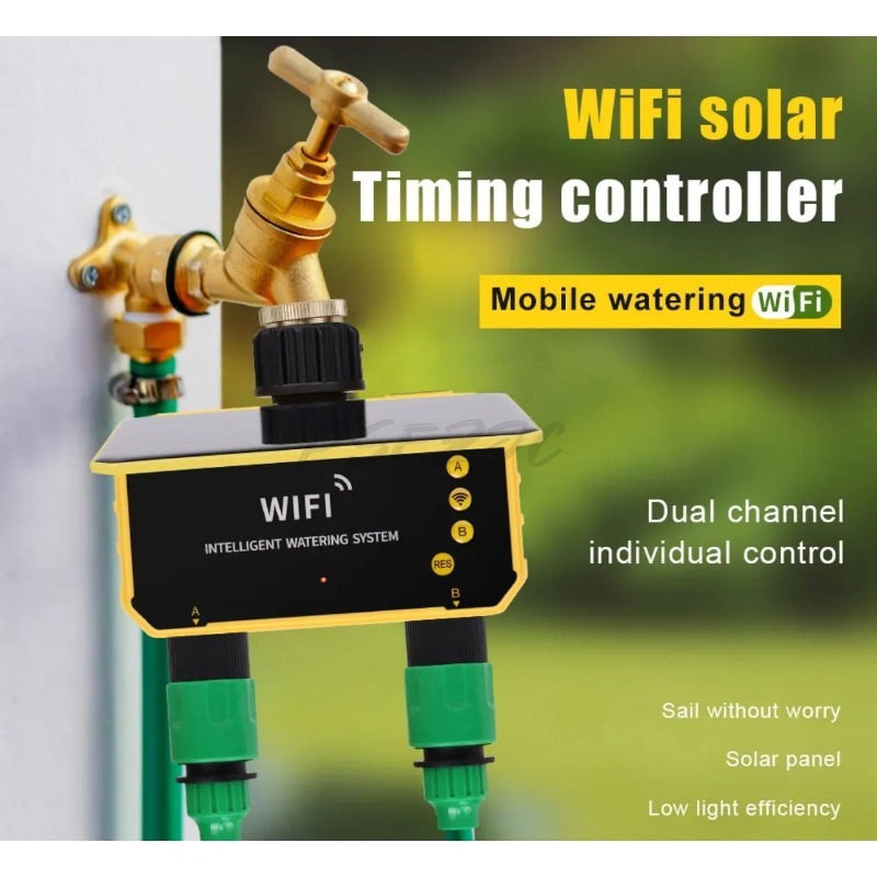 WiFi Solar Water Valve Irrigat - Timer Dual Outlet 评论和价格