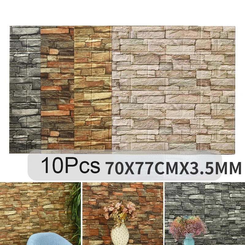 10PCS Self Adhesive 3D Brick W - Pvc Panel Background 评论和价格